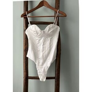 Zara White Bodysuit Bustier Corset Sleeveless Top Party size
